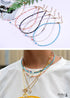 Boho Necklace, Seed Bead Choker, 2 Layers Double Cross